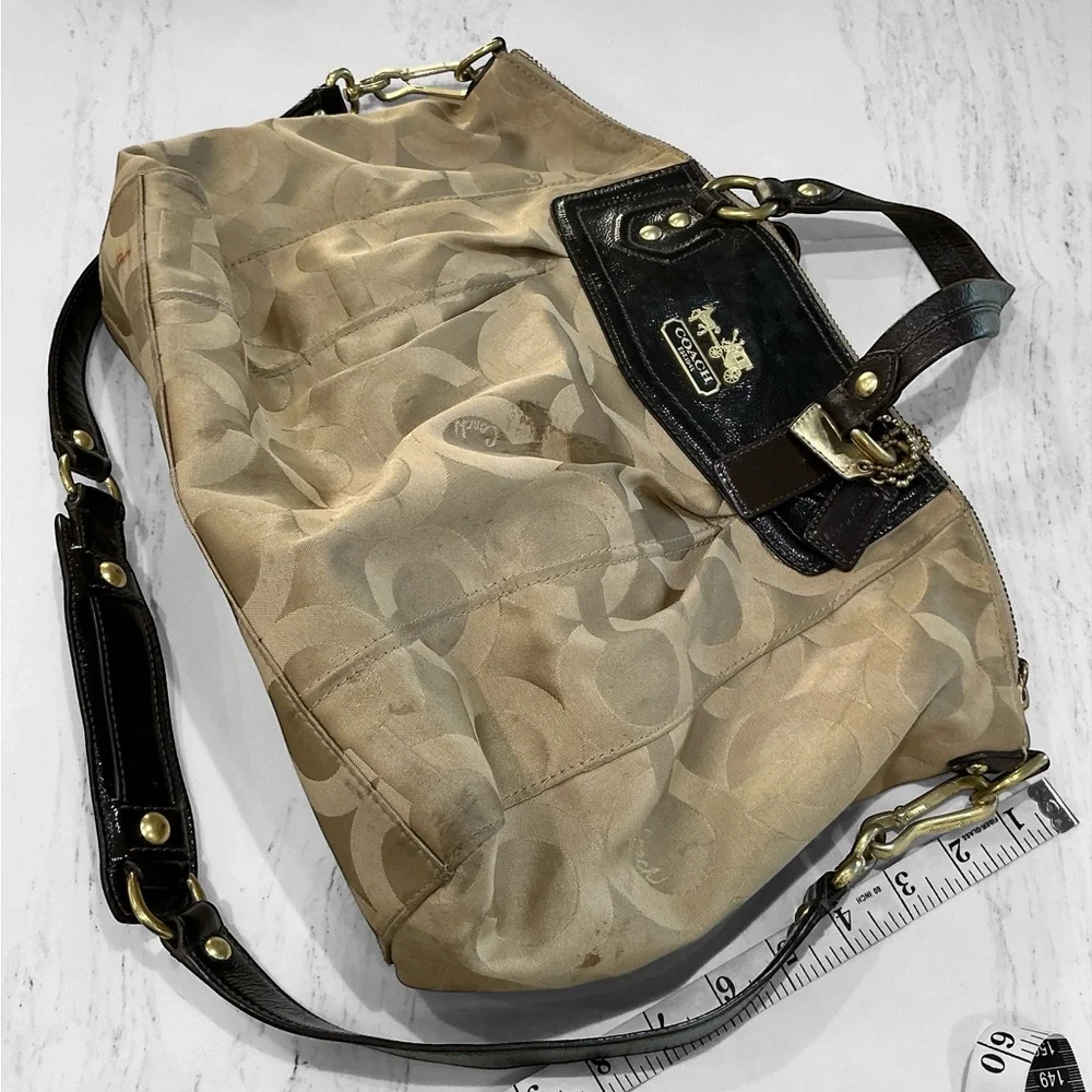Coach Beige and Dark Brown Satchel